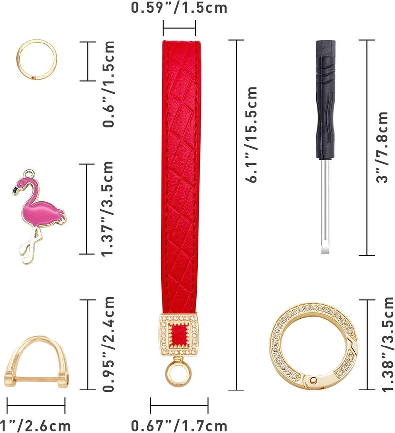 OHKYOOT Store Leather Wristlet Keychain,Wrist Keychain Car Key Chain with 5 Key Ring and Anti-Lost D Ring - Image 5